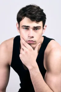 Thoughtful professional male model portrait by JG Brasseur in Tokyo.